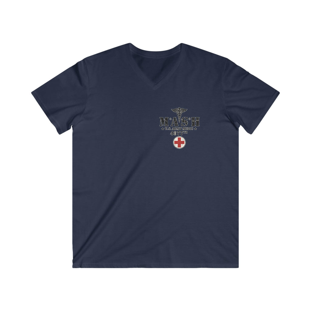 MASH 4077th U.S. Army Medic V-Neck T-Shirt – Vintage Caduceus & Red Cross Tee