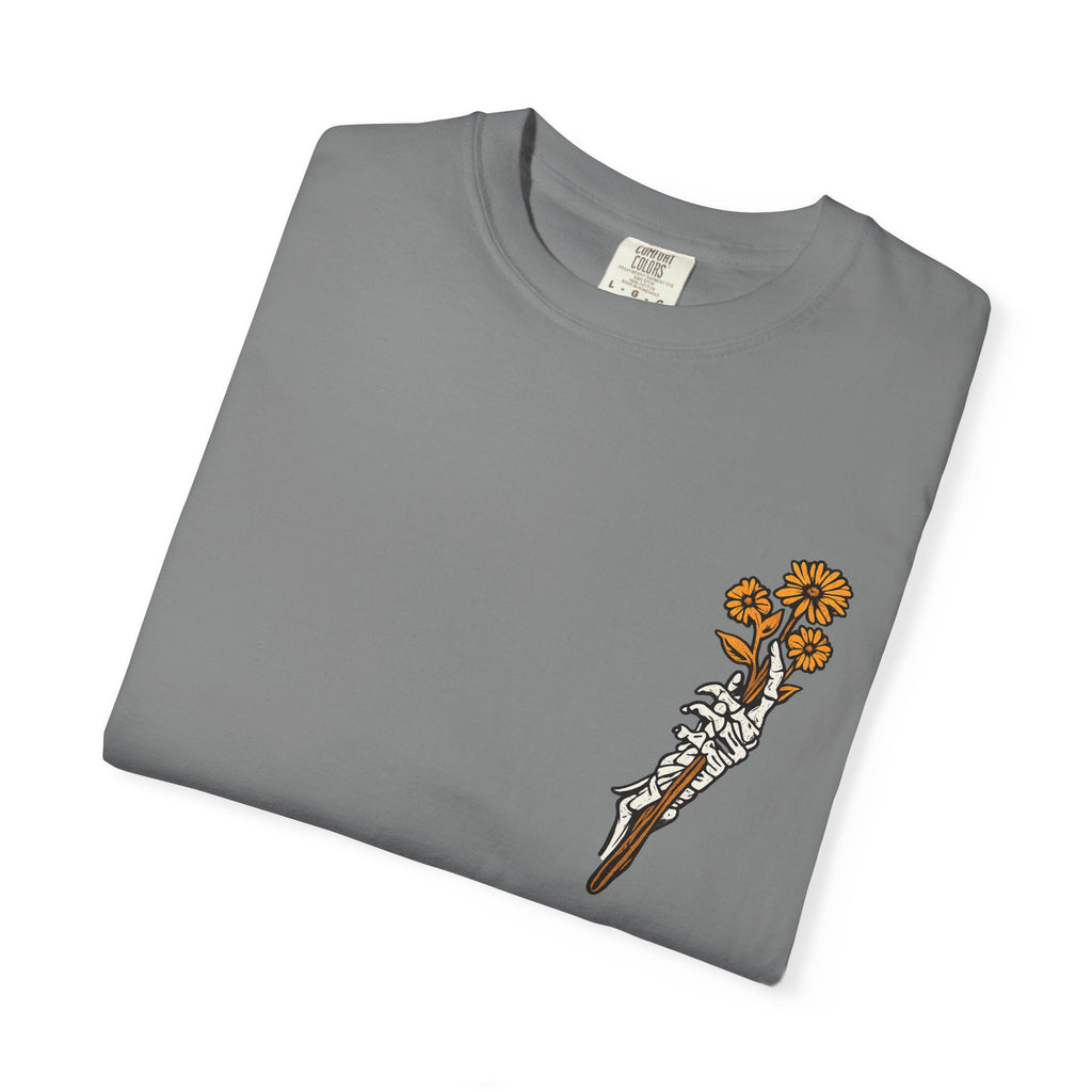 T-Shirt — "Find Someone Who Grows Flowers in the Darkest Parts of You" Floral Ribcage Graphic