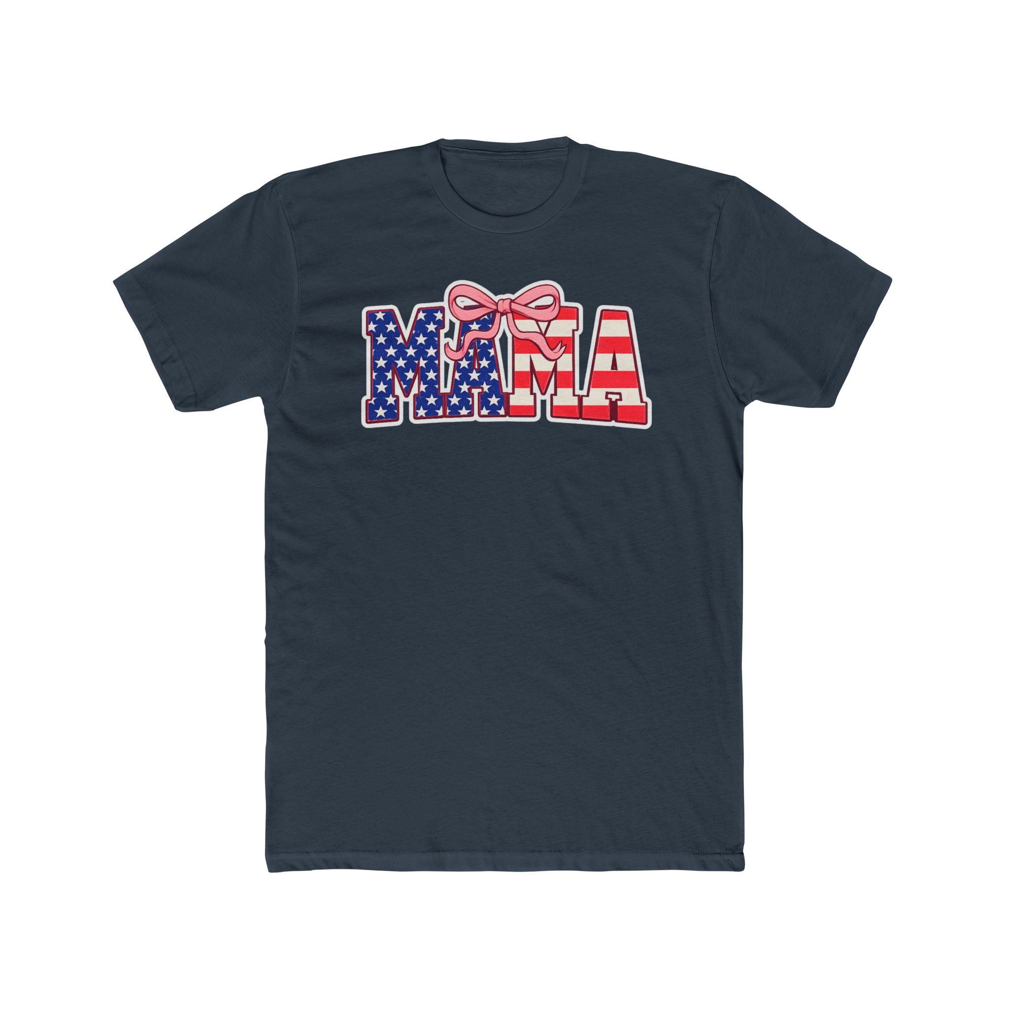 Mama American Flag Tee — Patriotic MAMA T-Shirt with Bow