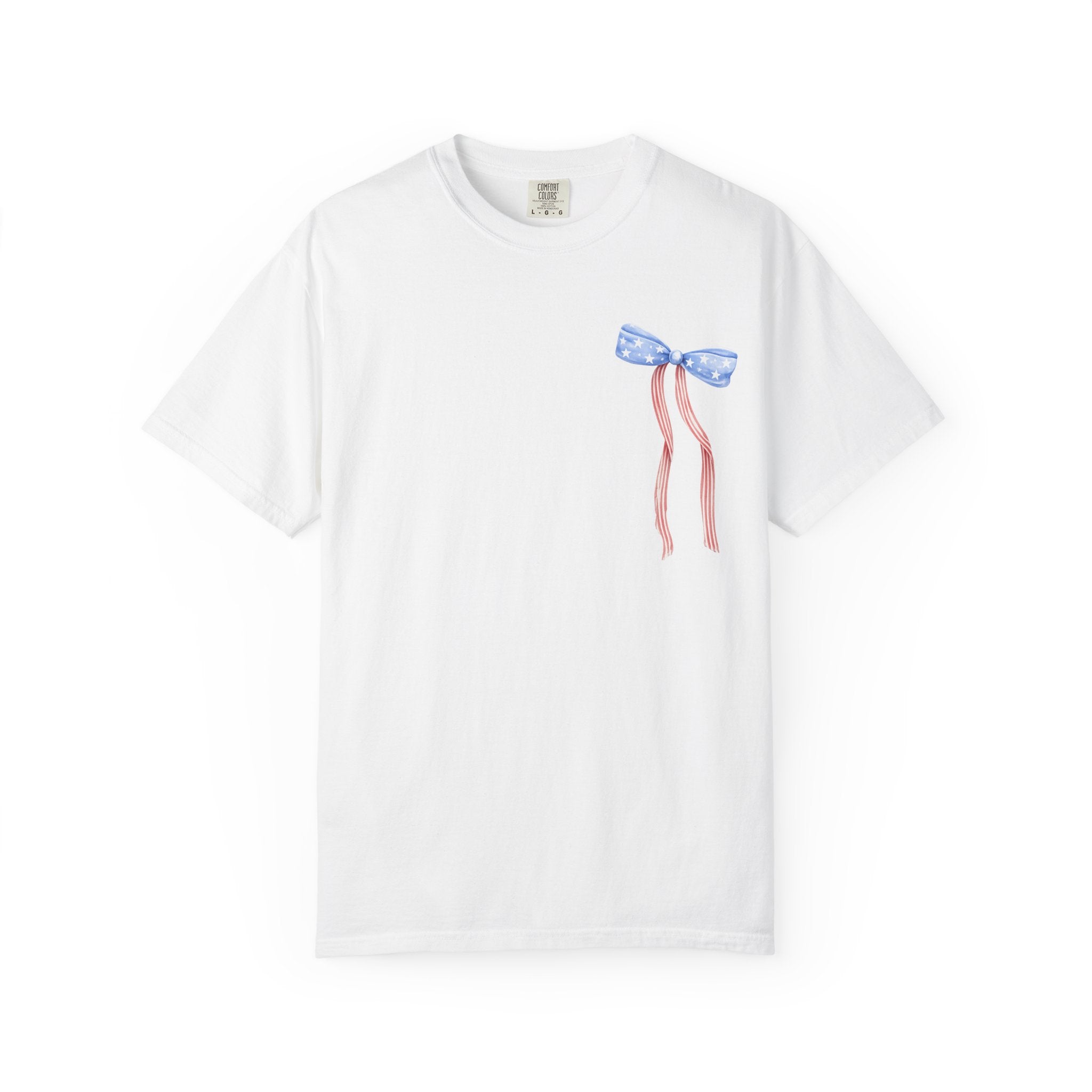 Patriotic Bow T-Shirt — “Land of the Free, Because of the Brave” Graphic Tee