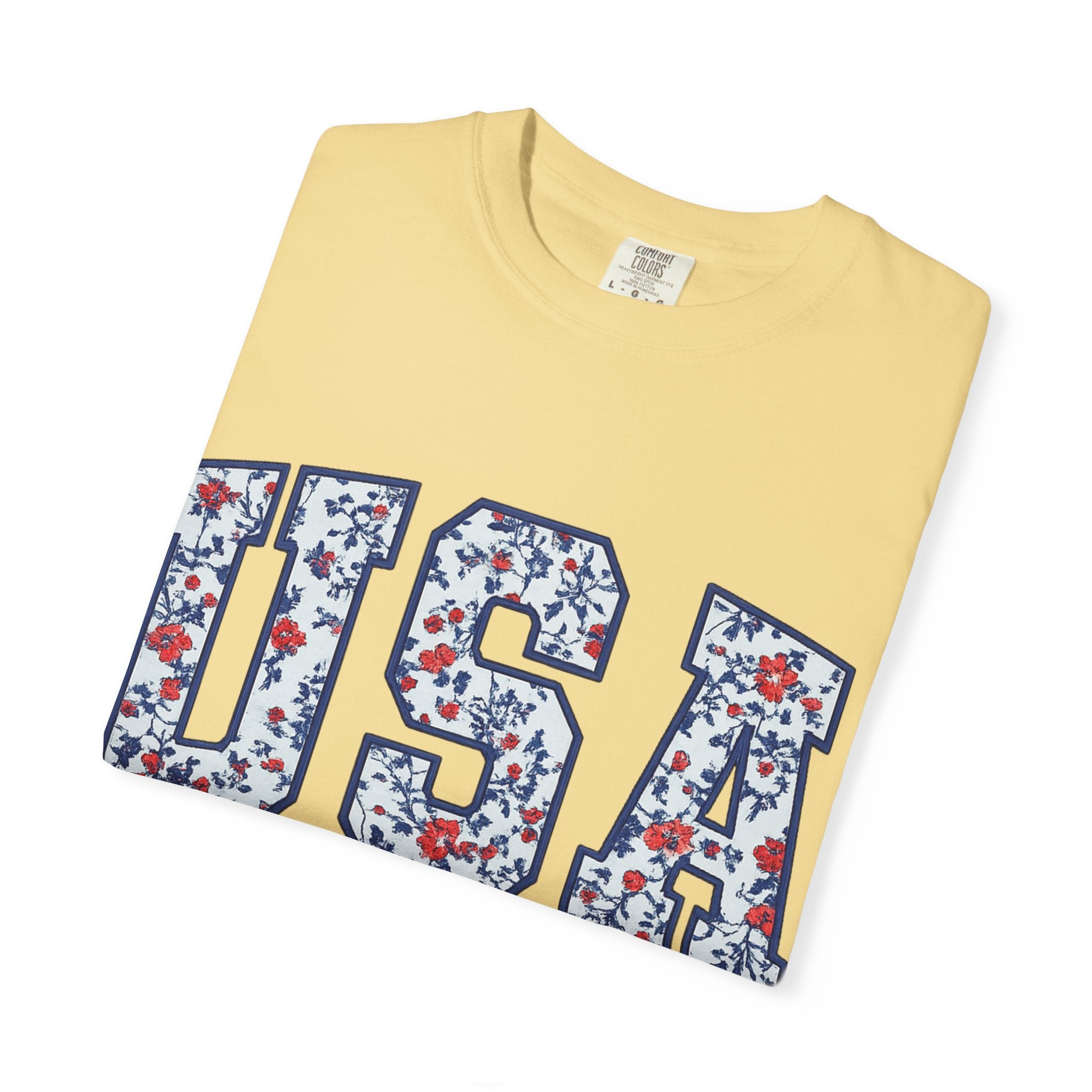 USA Floral Graphic T-Shirt — EST. 1776 Patriotic Tee