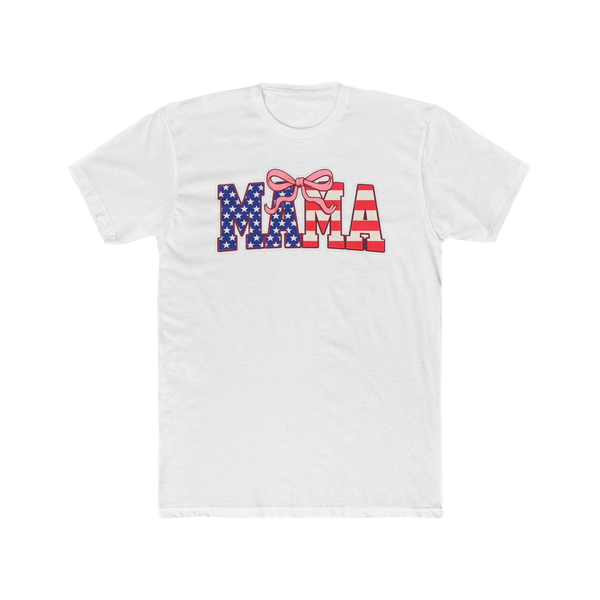 Mama American Flag Tee — Patriotic MAMA T-Shirt with Bow