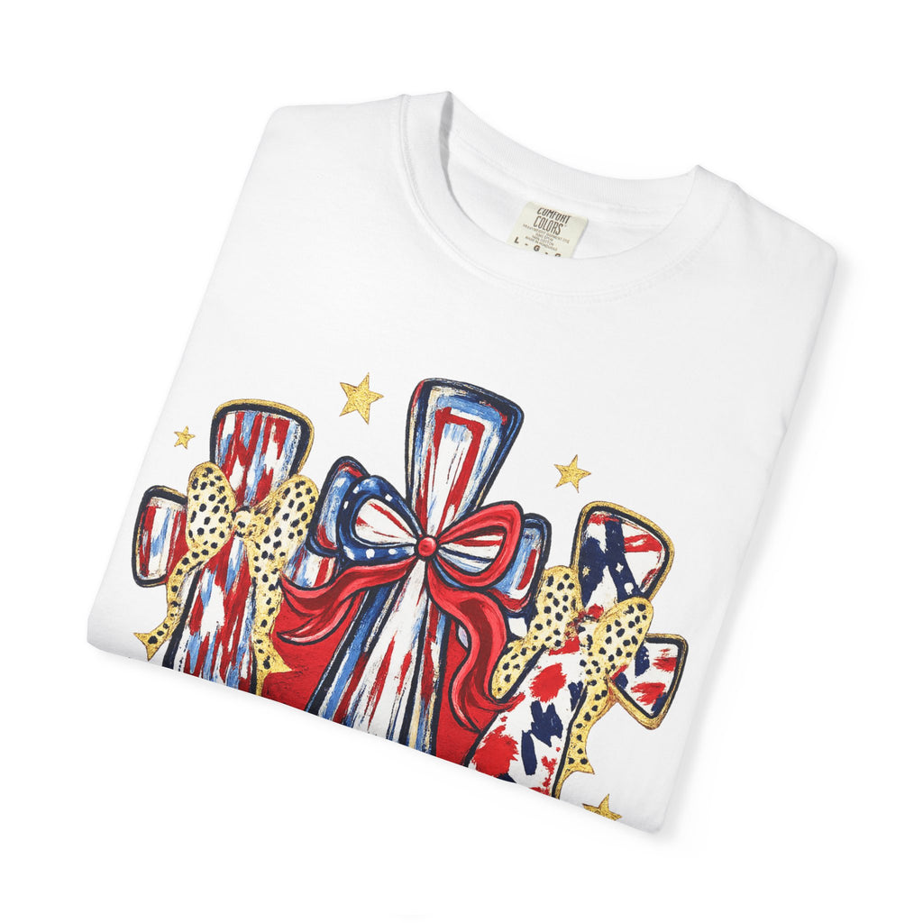God Bless America Cross Tee — Patriotic Est. 1776 T-Shirt