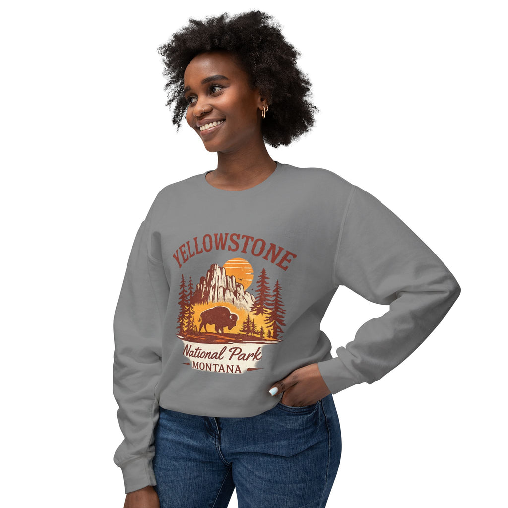Yellowstone National Park Crewneck Sweatshirt — Montana Buffalo Scenic Vintage Tee