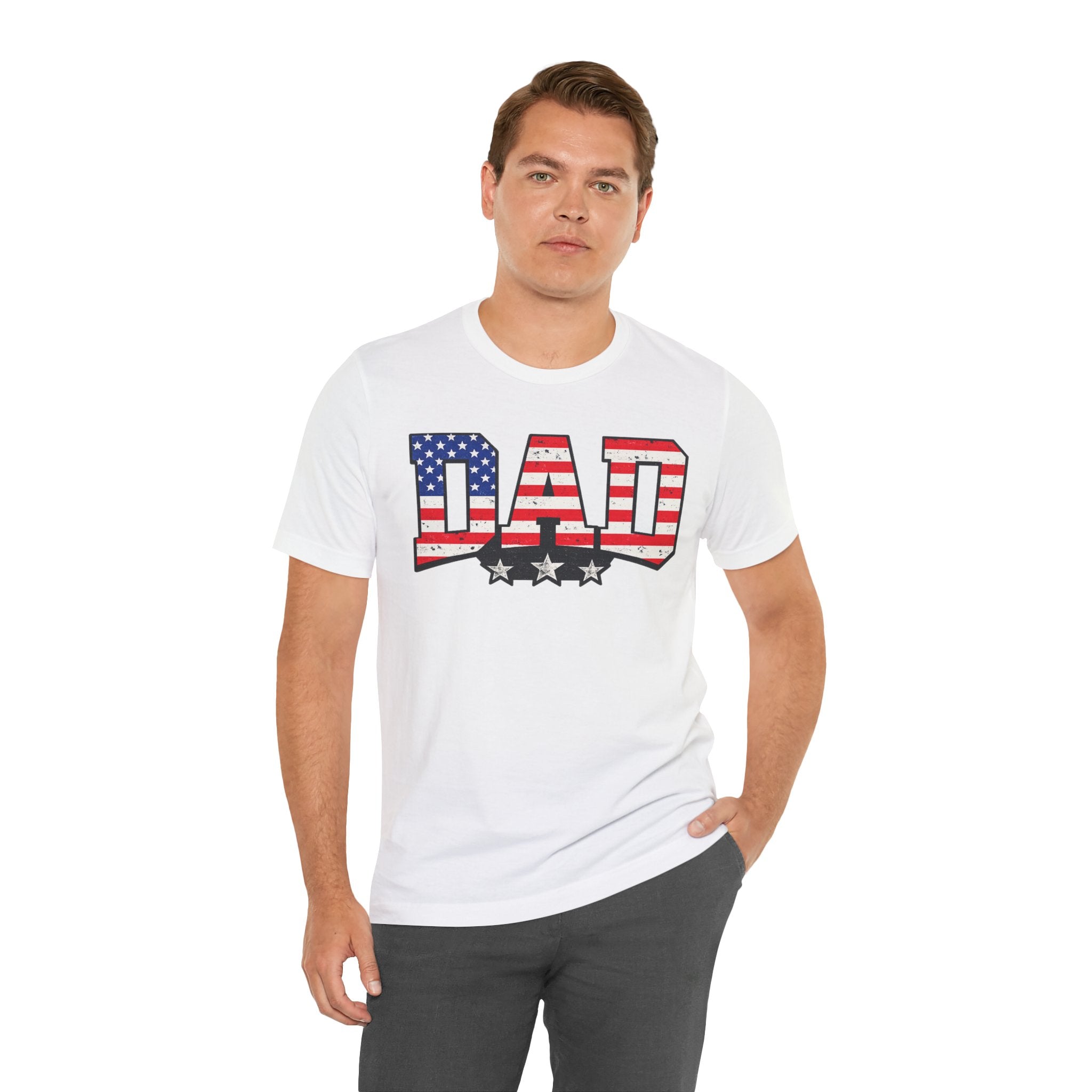 Patriotic "DAD" Tee – American Flag Dad T-Shirt for Father’s Day & 4th of July