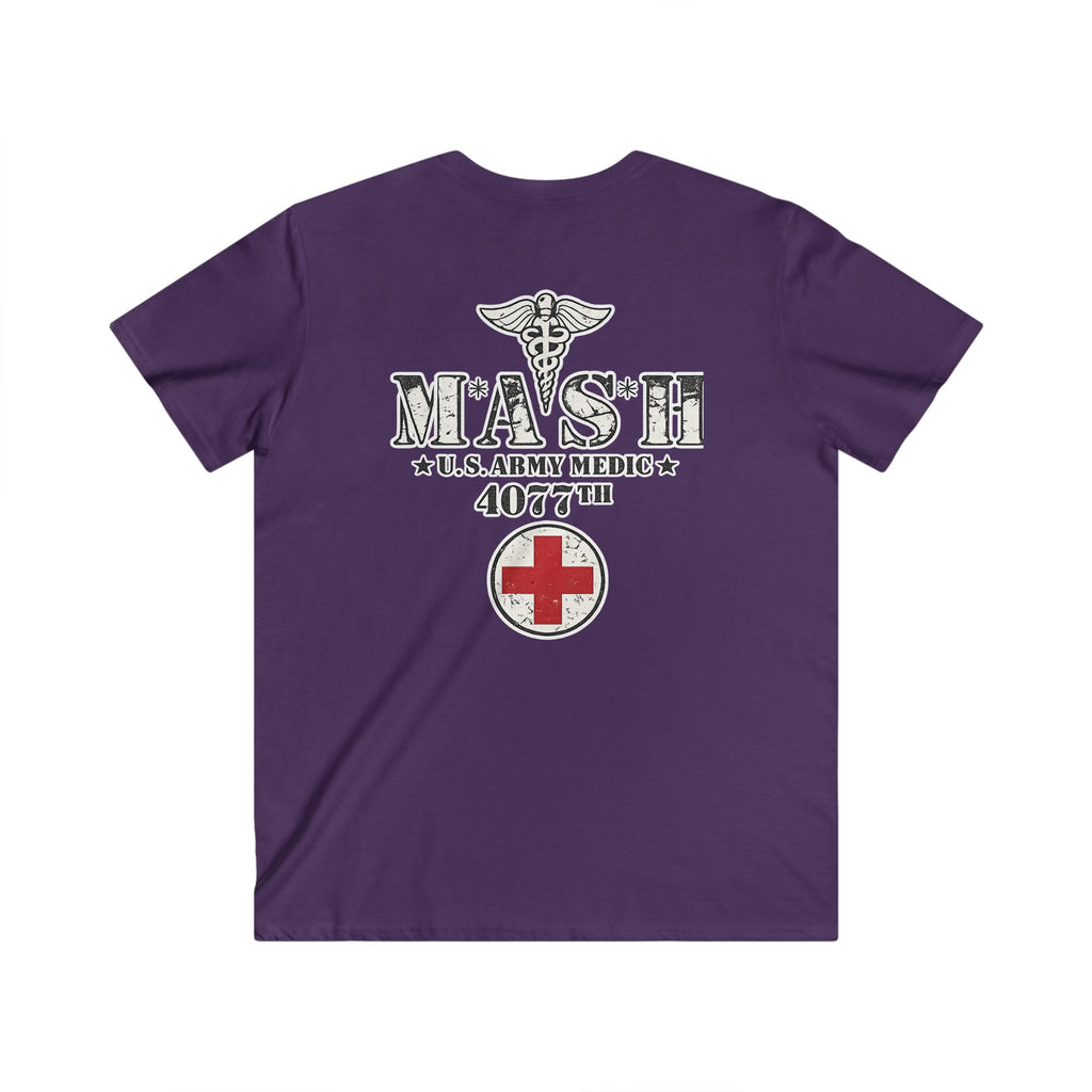 MASH 4077th U.S. Army Medic V-Neck T-Shirt – Vintage Caduceus & Red Cross Tee