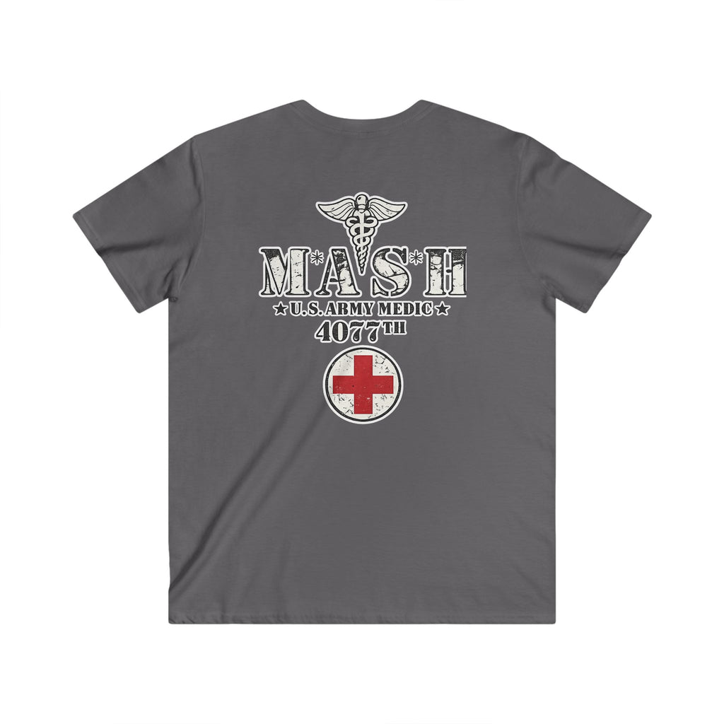 MASH 4077th U.S. Army Medic V-Neck T-Shirt – Vintage Caduceus & Red Cross Tee
