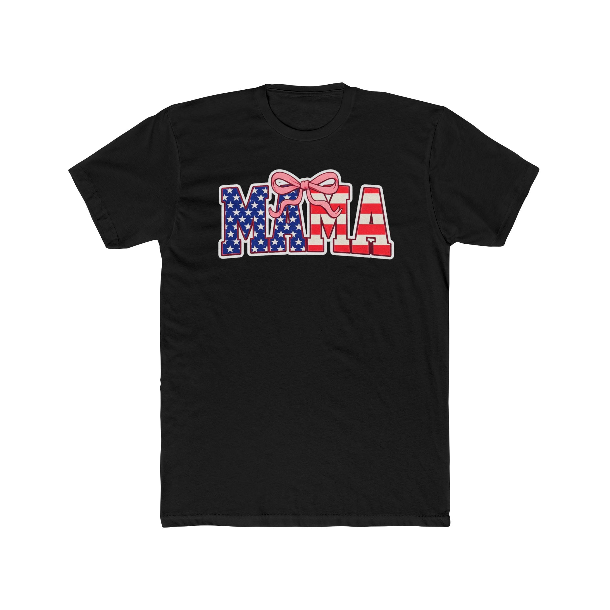 Mama American Flag Tee — Patriotic MAMA T-Shirt with Bow