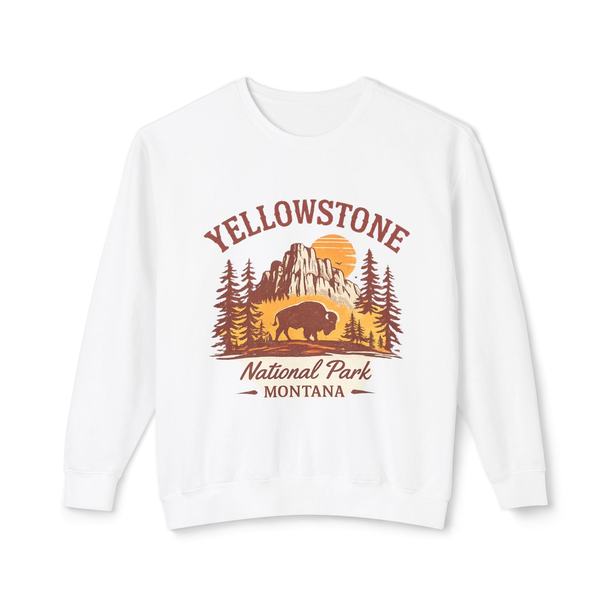 Yellowstone National Park Crewneck Sweatshirt — Montana Buffalo Scenic Vintage Tee