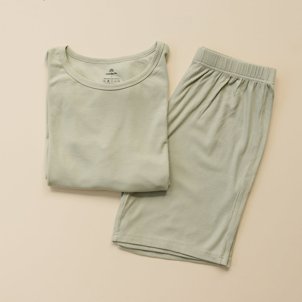 Women's Ribbed Bamboo Pajama Top & Bottoms - sold as separates